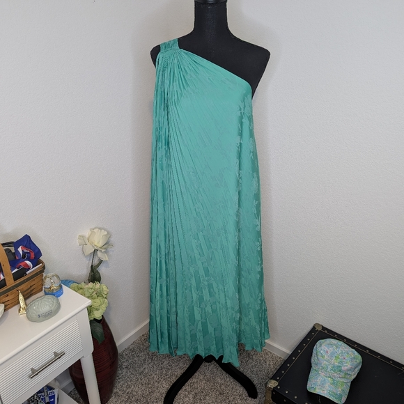 💘 Banana Republic Cabana Green One Shoulder Dress - Picture 6 of 10